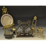 Metalware - an indian 800 silver coloured metal tray; Epns Heart taost rack; counter bell,
