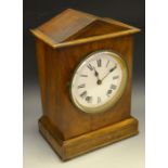 A Victorian walnut bracket clock, architectural case outlined with boxwood and ebony stringing, c.