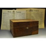 A Victorian style walnut writing box,