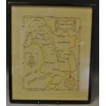 An early 20th century needlework map sampler, Derbyshire, by M G Stanning,