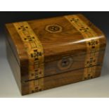 A Victorian parquetry inlaid stationery box