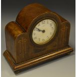 An Edwardian mahogany and marquetry mantel clock, c.