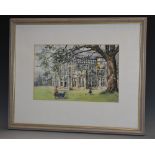 Helen Corti Children Playing, Haseley Hall signed, watercolour, 19.5cm x 29.