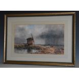 F Linneth (late 19th century) The Old Windpump signed, watercolour,