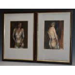 Modern British School A Pair of Nude Studies indistinctly signed, oils on board, 18cm x 12.