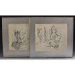 Anthony Johnson A Pair, Studies, Artist and Models signed, pencil, 37cm x 42cm,