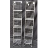 Industrial Salvage - a pair of metal shelving units, 167cm high, 30cm wide,