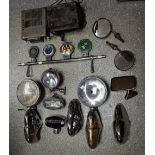 Motor Car Interest - vintage chrome car lamps including Lucas, chrome bumper parts, radios,