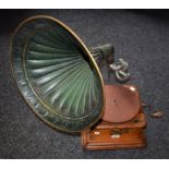 A gramophone retailed by James Watterson of Wirksworth