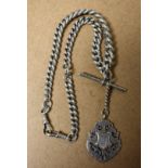 A silver graduated Albert chain,