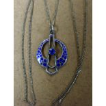 A hallmarked silver Art Nouveau style pendant on chain