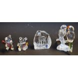 Glass - Swarovski Crystal birds on branch; others, Teddy bears; a Dartington Deer,