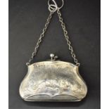 A hallmarked silver chatelaine purse,