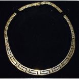 A 9ct gold Italian Greek key necklace, 22g gross,