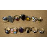 Jewellery - an Art Deco style marcasite and silver dress ring; others, amethyst, copal, etc.