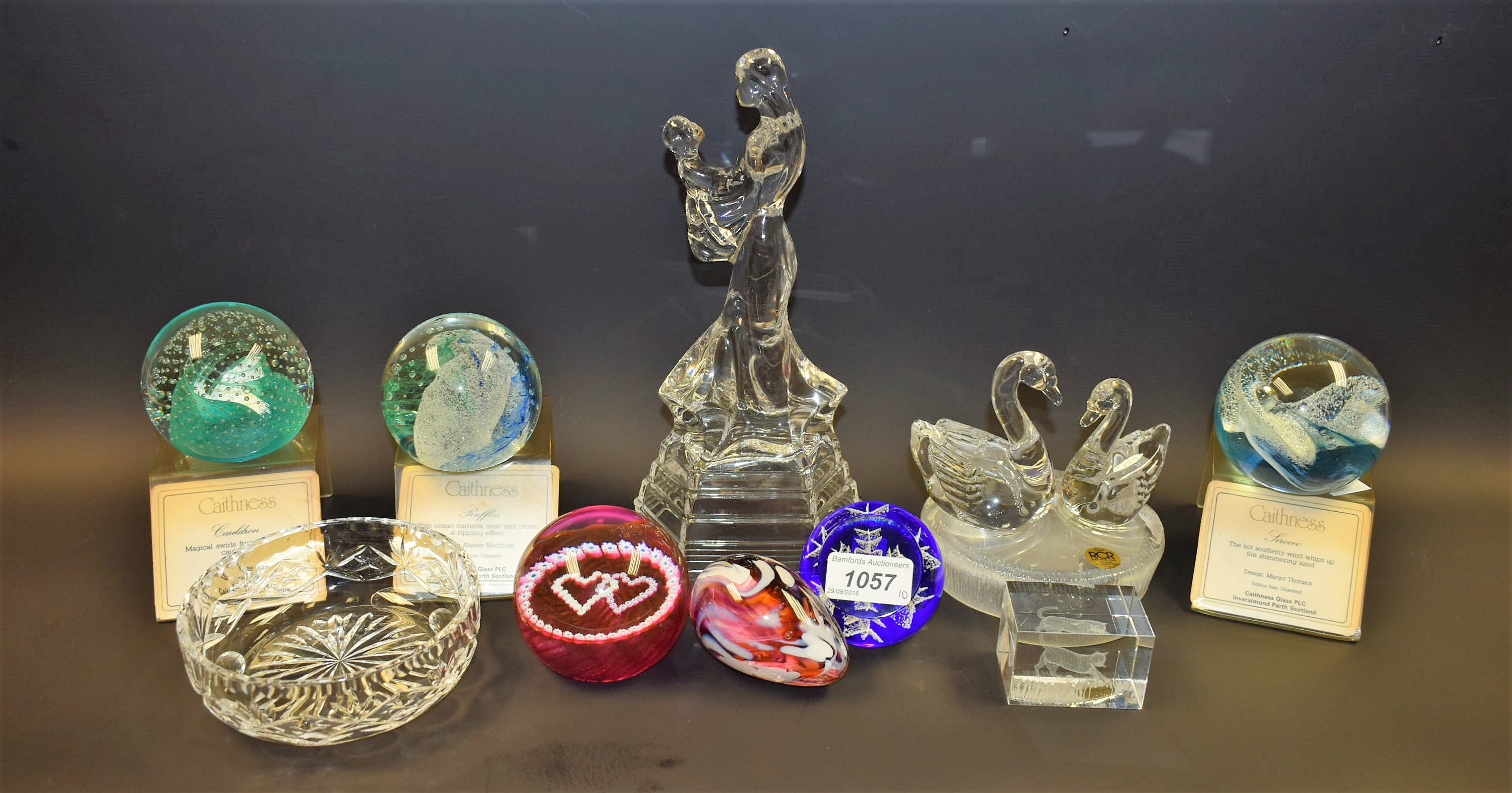 A Caithness paperweight, Cauldron; others, Ruffles, Sirocco, Cuckenbooth,