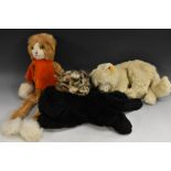 Steiff Stuffed Toys - an orange Tabby Cat, dangling legs, orange bib, yellow tag,