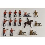 Britains and similar painted figures - machine gunners, Guards and Riflemen, Line Infantry,