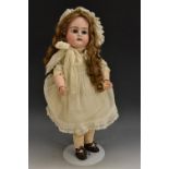 Kestner - a German socket head girl child doll, sleeping blue eyes, open mouth, pierced ears,