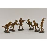 Elastolin - a six piece infantry set, machine gunner, two grenade throwers, officer and riflemen,