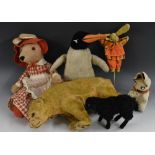Stuffed Toys & Teddy Bears - a late 19th/early 20th century papier mache and composite pull along