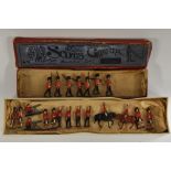 Britains - set 75 Scots Guards, Officer and six Guardsmen Marching with bayonets fixed,