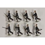 Britains - set 78, Blue Jackets of the Royal Navy with officer, seven running with rifles,