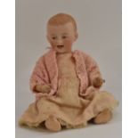 Gebruder Heubach - a character baby doll, painted intaglio blue eyes, open mouth,