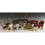 Dolls House Accessories - assorted furniture inc four pieces bent wood suite, sofa,