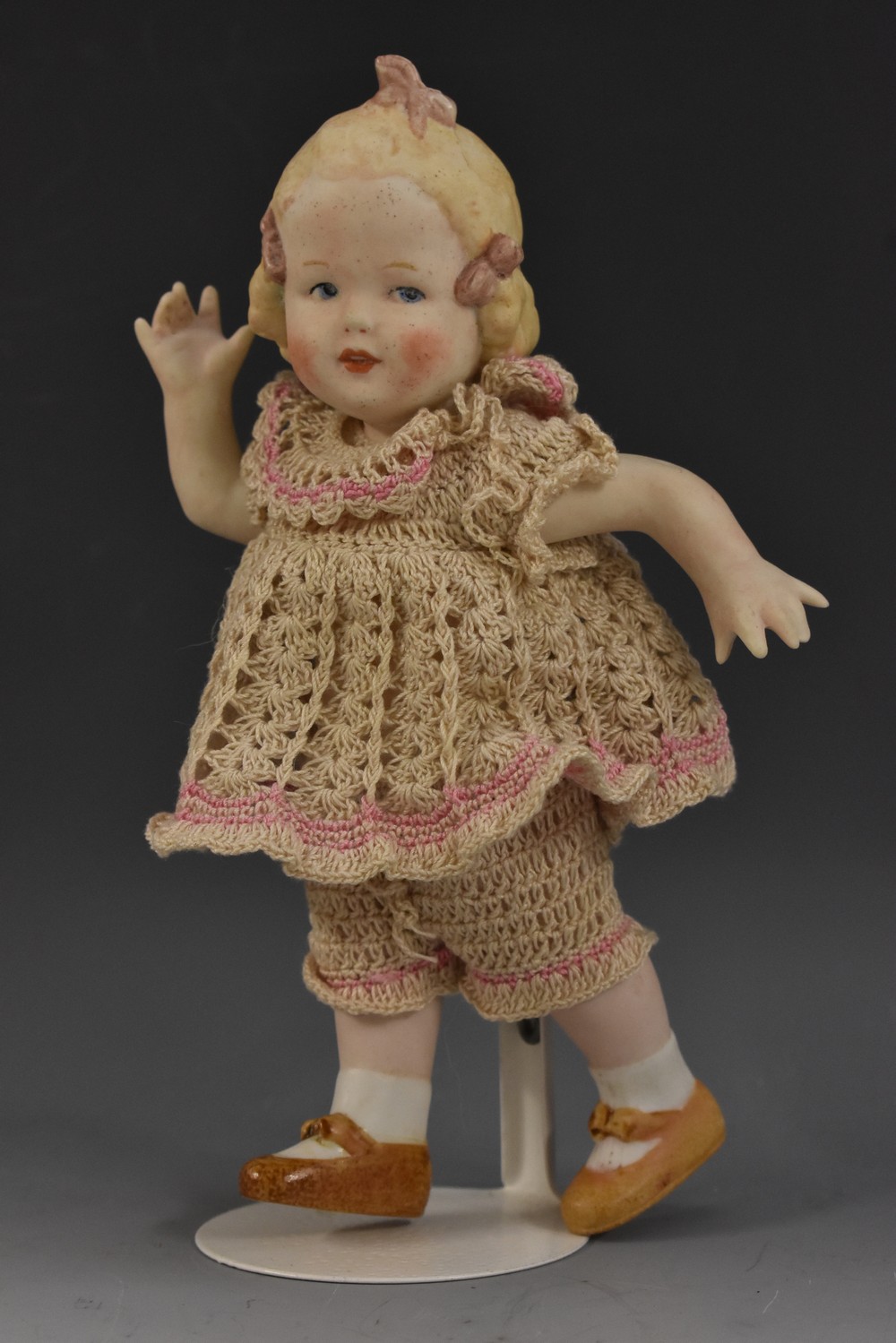 Gebruder Heubach - an all bisque porcelain character doll, 10490 Elspeth, painted moulded face,