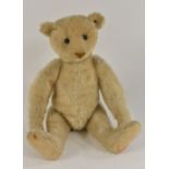 Steiff - an early 20th century bear, black ball button eyes, stitched nose, slight hump back,