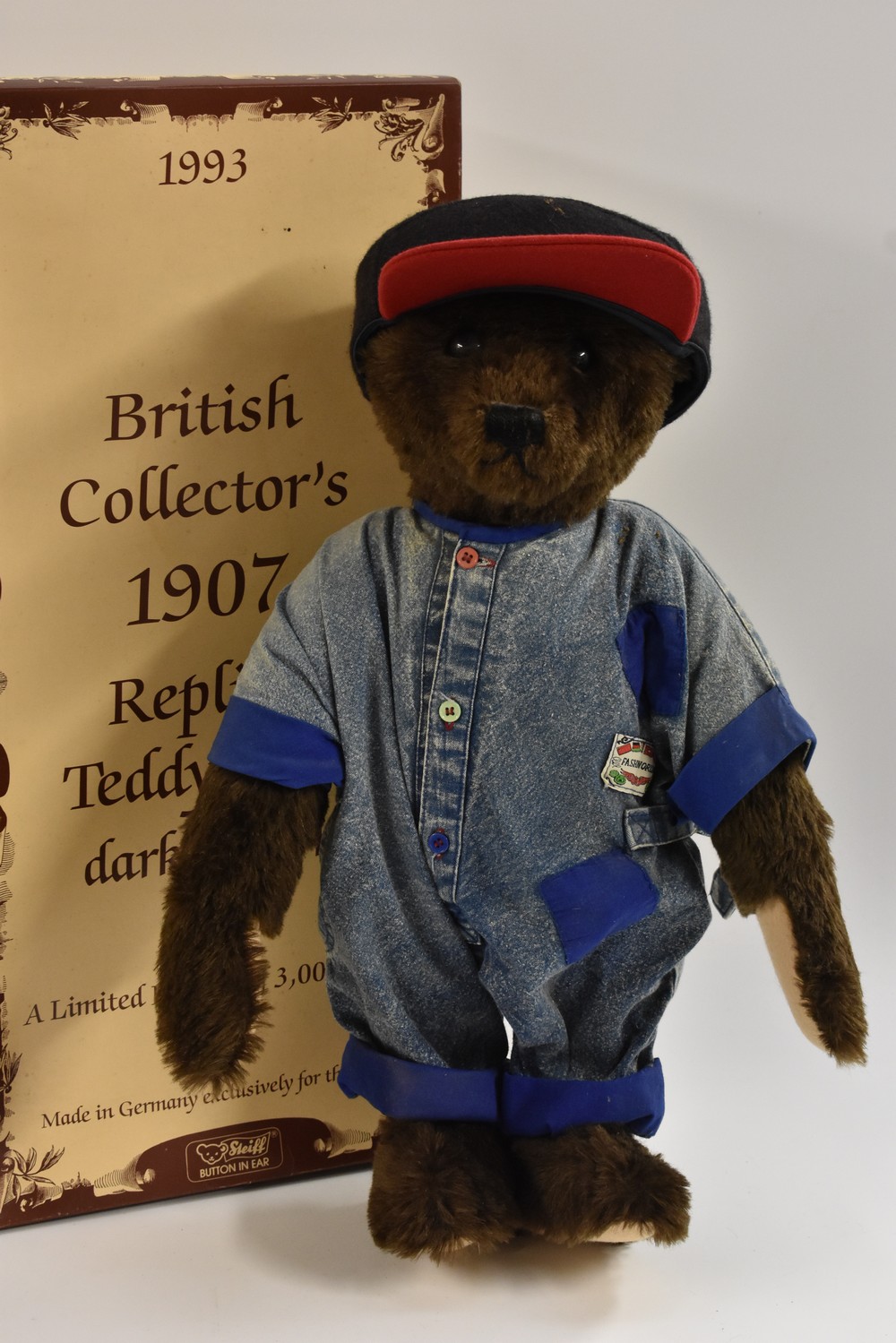 Steiff - a British Collector's Limited Edition 1907 Replica Teddy Bear, Dark Brown 55cm,