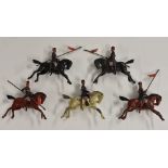 Britains - early example set 71, Turkish Cavalry with officer, four troopers with lances,