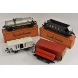 A French series Trains Hornby Gauge 0 'Wagon Reservoir Azur'; another 'Wagon Arbel';