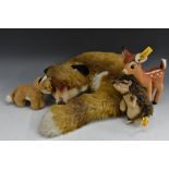 Steiff Stuffed Toys - large Fuzzy curled fox, yellow tag, No 1542/35, 39cm long; others smaller,