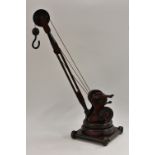 A Sycamore Tree windlass wooden crane, twin elevation and height adjustment reels,