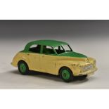 Dinky Toys - 159 (40g) Morris Oxford cream lower body, green upper body, green hubs,