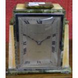 An Art Deco marble mantel clock