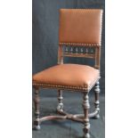 An Edwardian mahogany dining chair with X-frame stretcher, c.