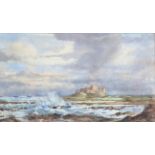 Robert Luckhurst Bamburgh signed, watercolour, 48cm x 27.