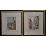 English School (19th Century) A pair, Continental Town Scenes unsigned,