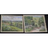 F Hamilton Rural Landscape signed, oil on board, 44cm x 36cm; another,