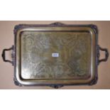 A Victorian silver on copper two handled serving tray,
