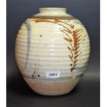 A Derek Clarkeson (1928 - 2013) Studio Pottery ribbed ovoid vase,