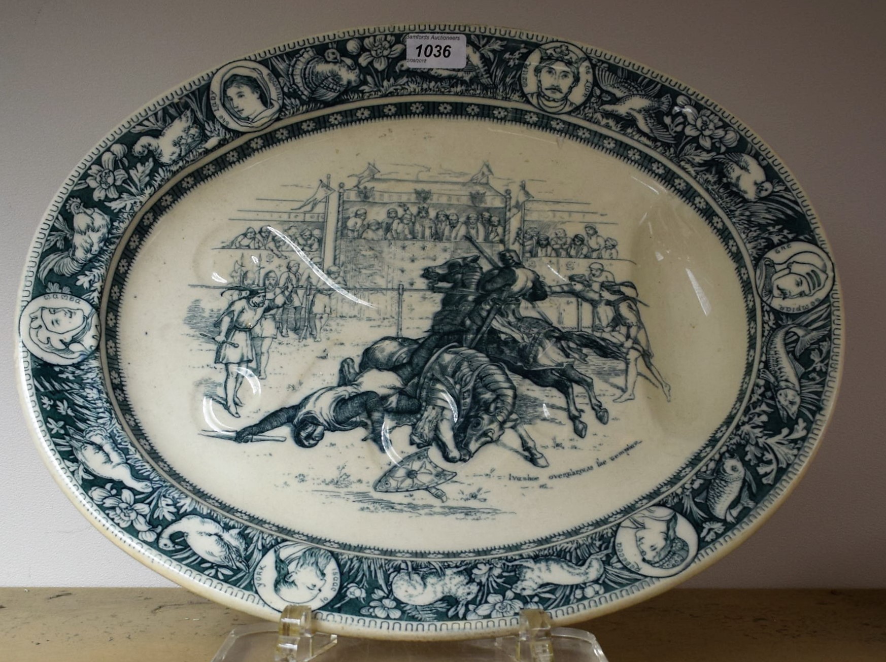 An unusual late 19th century Wedgwood Ivanhoe pattern oval meat plate,