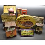 Advertising Tins - Radiance Devon Cream Hazel-nut Toffee; others Lyons Olde English Treacle Toffee,