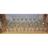 Glassware - a set of twelve Webb Corbett crystal port glasses; similar liqueur glasses;