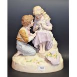 A large German porcelain figure group, Why Are You Weeping My Dear? approx.