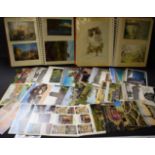 Postcards - in albums and loose, including film star portraits, Royal family, humorous,