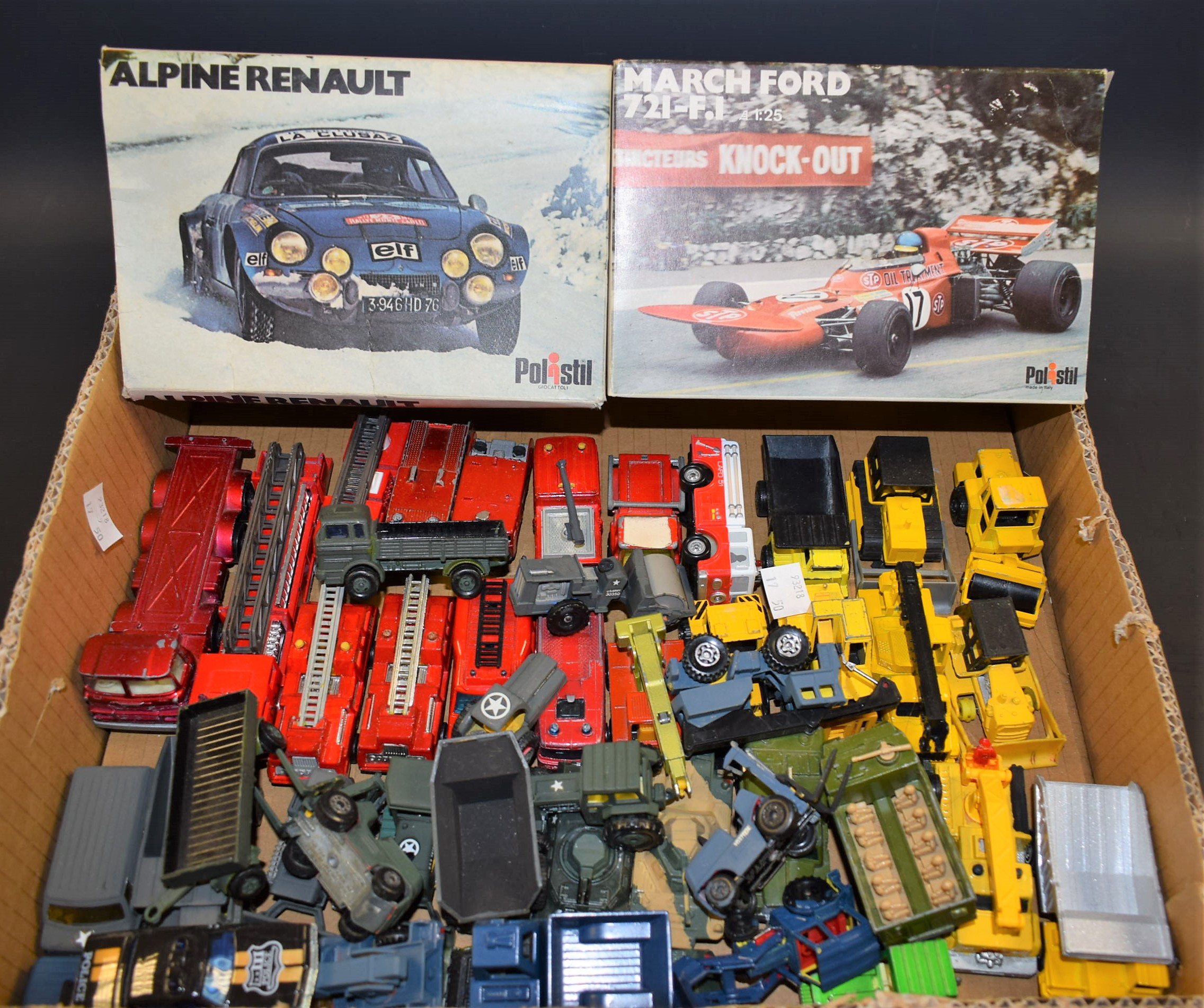 Die-cast Vehicles - Polistil S21 Alpine Renault, blue, Recing No 18; another FX 2 March Ford 721-F.